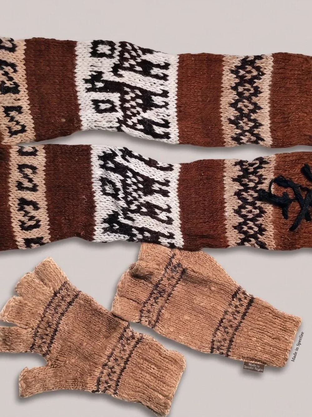 Winter Set Knitted Hand Warmers Leg Warmers Warm Wool Gloves